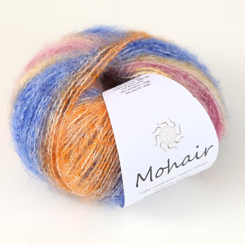 Ovillo de lana de Mohair degradado para tejer a mano, hilo de ganchillo suave y cálido, segmento de lana de bebé, hilo teñido para suéter, sombrero y bufanda, 25g por bola