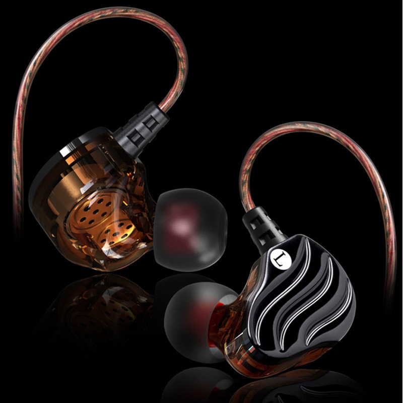 Dubbele dynamische driver oordopjes 3.5mm in-ear oordopjes 4 speakers hifi bas stereo sport oordopjes met microfoon
