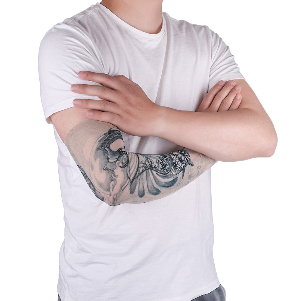 Tattoo Sleeve Arm Warmers Summer Print Mangas For Man Sleeve Seamless Summer Tattoo Stitched Outdoor Woman Riding Sleeve