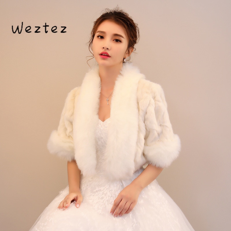 Veste de mariée Boleros fausse fourrure mariée mariage accessoires mariée hiver mariée Wrap châle Cape manteau court PJ93