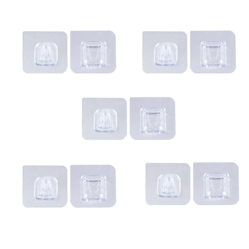 Ganchos adhesivos de doble cara para pared, colgador transparente, fuerte, ventosa, soporte de almacenamiento, 10 Uds.: 3