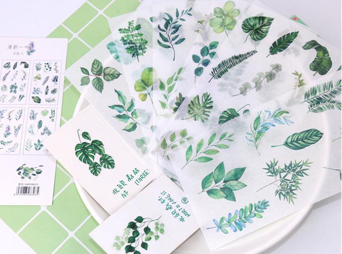 6pcs/set Cute Green Leaf Sticker Stationery Sticker Personality Stickers Cute Clip Art Diary Decoration Stickers Art Supplies: Default Title
