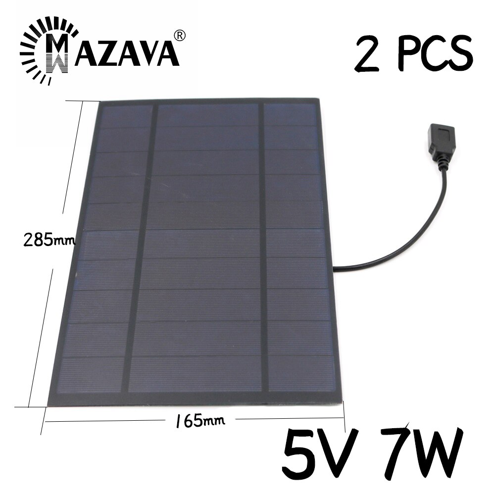 2PCS 5V 7 6 4 3 1.5W Solar Cells 5V Battery Charger Home Improvement Solar Panel Powerbank Outdoor Polycrystalline Silicon: black