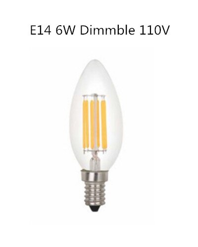 LED Energy Saving E14 E27 E12 2W 4W 6W Candle Bulb AC 220V 110V Dimmable C35 C35L LED Filament Light Bulb 360 Degree Lamp