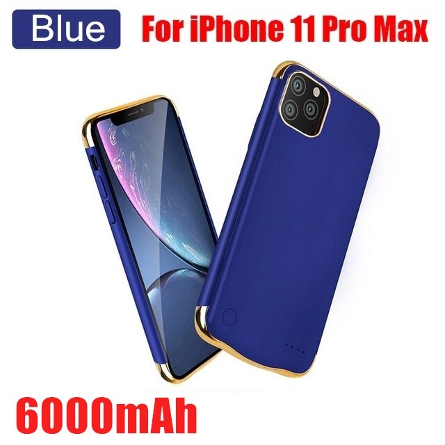 10000mAh Battery Charger Case Powerbank For iPhone 11 Pro iPhone 12 Pro Max iPhone 11 Pro Max Power Bank Battery Charging Case: i11Pro Max Blue