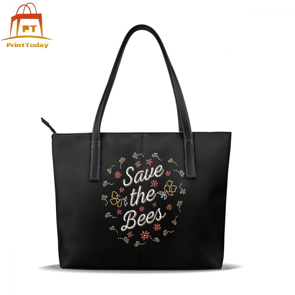 Bee handbag bee top-handle bags print teenage leather tote bag oversized shopping women handbags