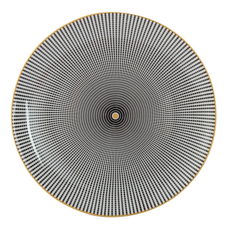 Round Strip Ceramic Dinner Plate 6 Inch 8 Inch 10 Inch Dish Dessert Plate Snack Plate Decoration Tableware Dinner Set: C / 8 Inches