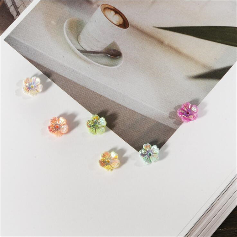 50pcs/lot 8mm imitate shell resin flower beads for diy hair clip Hairpin jewelry making handmade accessories material