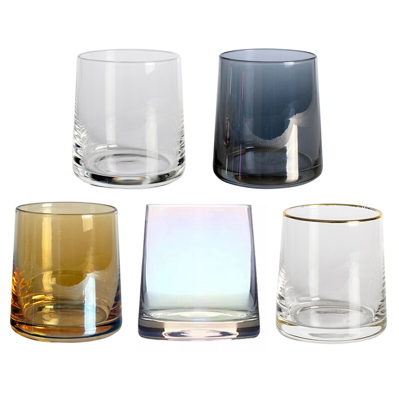 Rainbow Glass Cup Breakfast Milk Tea Coffee Juice Wine Cup Crystal Transparent Glass Cup Wine Beverage Glasses