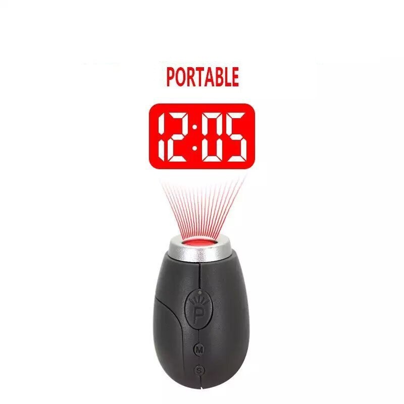 Nyckelring led skrivbordsklockor mini portabel projektion digital display elektronisk klocka lanyard ficklampa nattlampa väggtimer