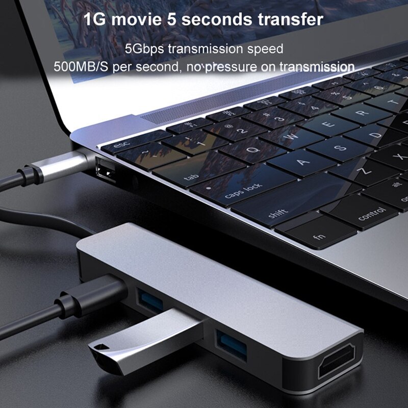5 in 1 type c usb hub usb 3.0 4k hdmi port adapter højhastigheds pd opladnings dockingstation til kontor pc notebook