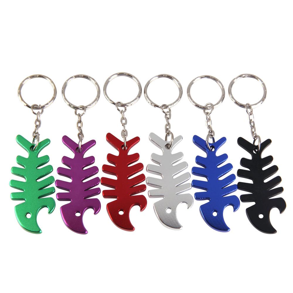 Vis Vorm Bierfles Opener Fishbone Aluminium Flesopener Sleutelhanger Ring Keuken Tool Trinket Willekeurige: fish bones Random