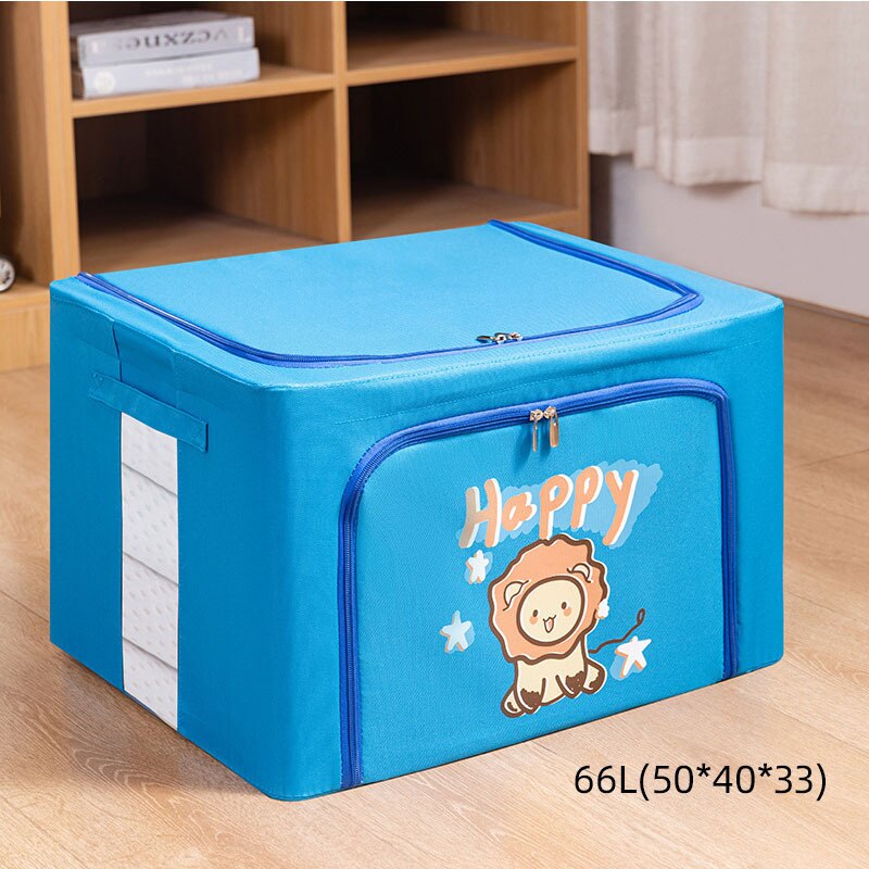 Cartoon foldable storage box household clothes quilt storage box large Oxford Bubner box storage box: blue66L-50-40-33