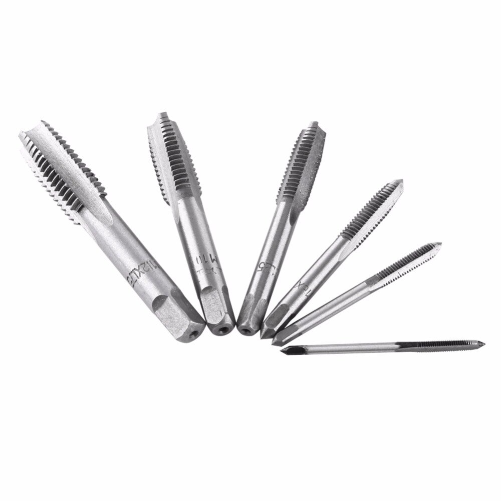 12pcs M3 M6 M8 M10 M12 Hand Schroefdraad Plug Tap Boor Set Rechte Fluiten Hand Tool Set Draad tap Tool