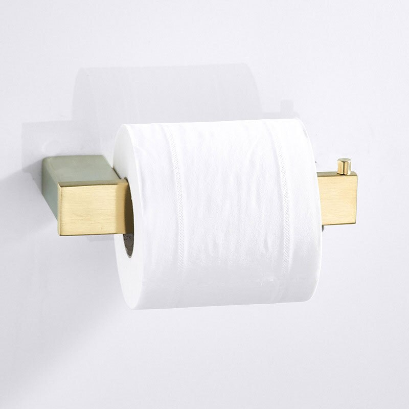 Toiletpapirholder børstet guld rustfrit stål vedhæng papir kroge håndklædestativ papirrulleholder hardware badeværelse tilbehør: Toiletpapirstang
