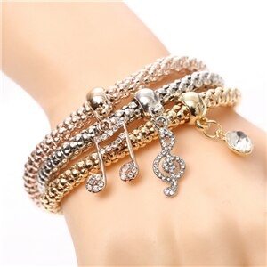 3 Teile/satz Eule Kristall Herz Armbinde & Armbinde Gold/Silverized Elefanten Anker Anhänger Weibliche Strass Armbinde: SL565