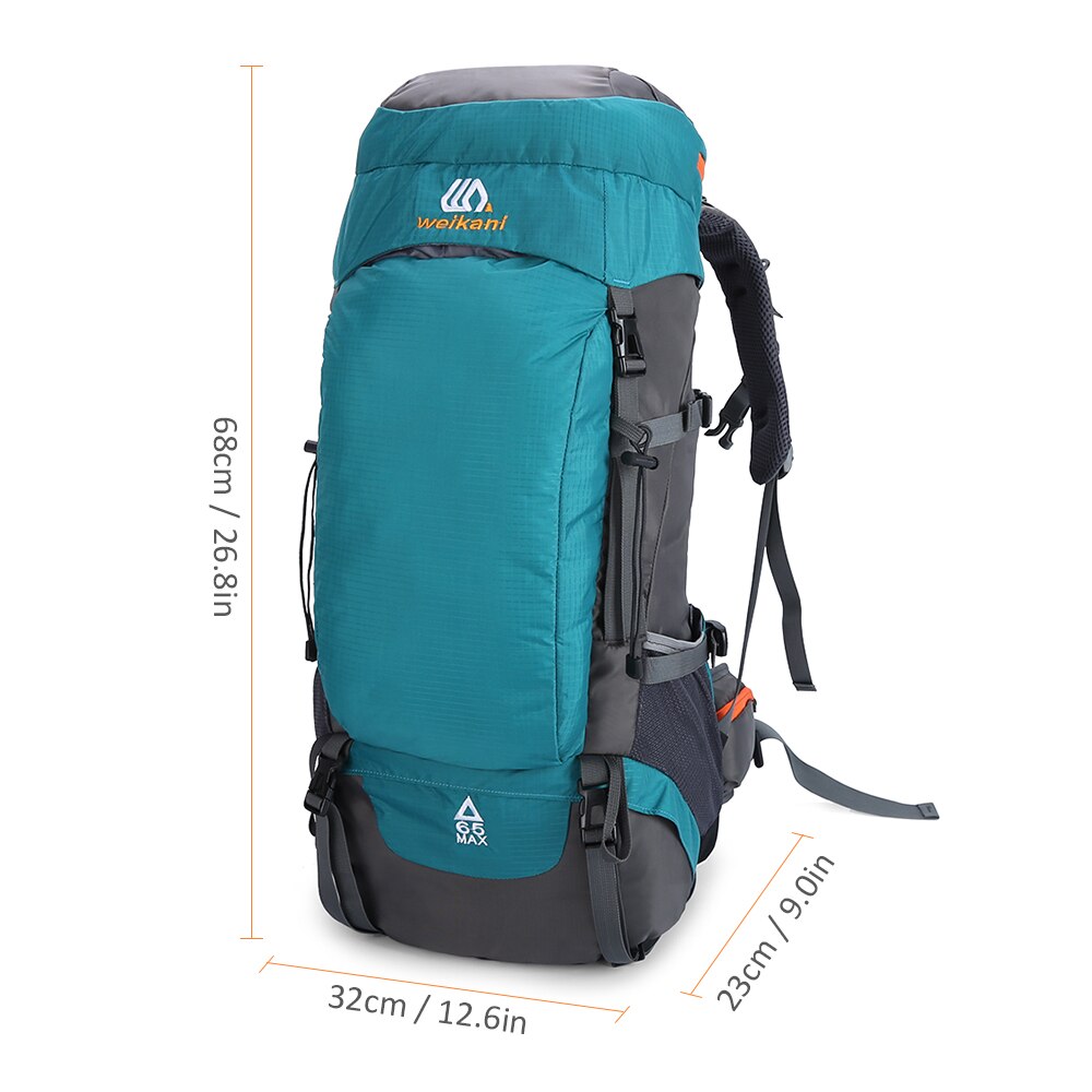 65L Hiking Backpack Waterproof Outdoor Sport Travel Daypack for Men Women Camping Trekking Touring Large Capacity