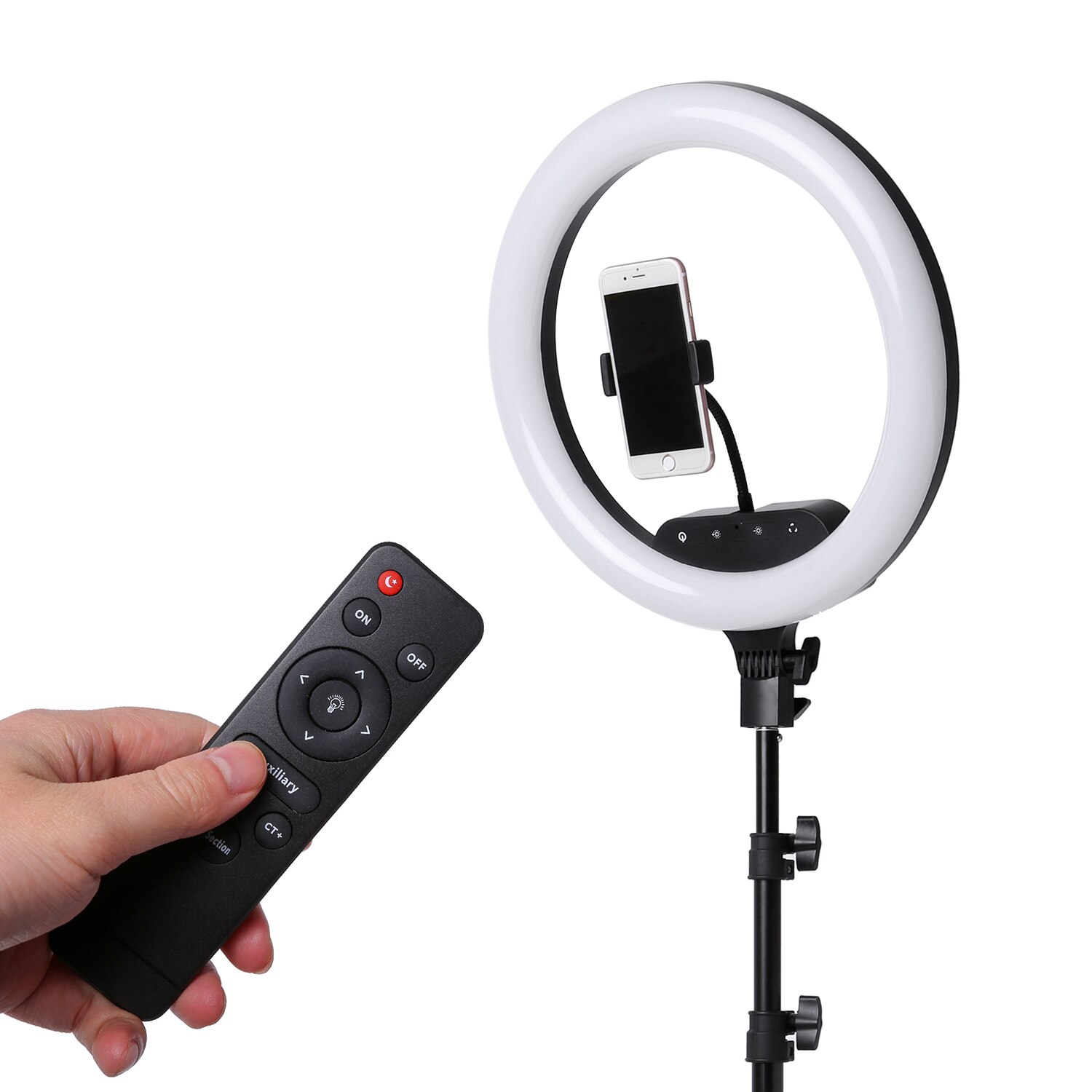 Fotografie LED Selfie Ring Licht Fernbedienung 14 zoll 36cm Dimmbare Kamera Telefon Ring Lampe Mit Stativ Für machen-hoch Video Live