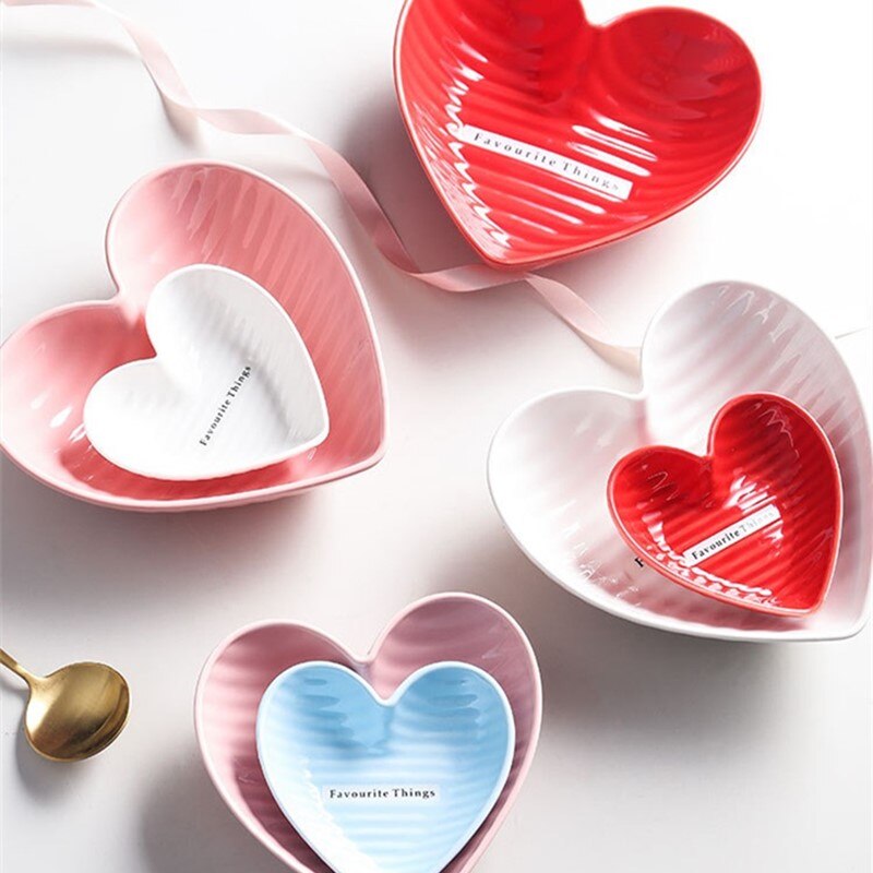 Jo life hjerteform skål valentinsdag romantisk keramisk dessert salat fad køkken ovn bordservice kage mad skål