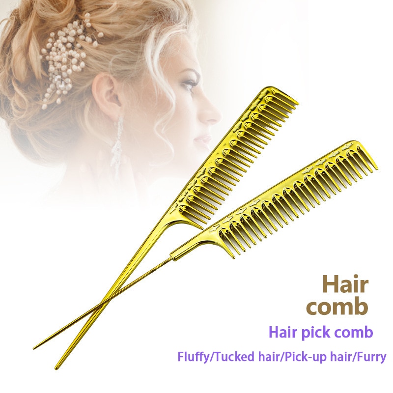 Peine de corte de pelo dorado galvanizado para barbería, peine para cortar Cabello, aceite, para salón, estilo de peluquería, Alta Temperatura