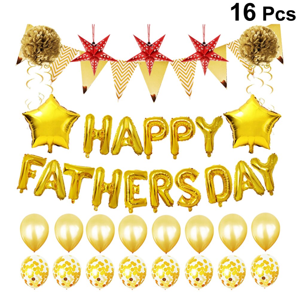 Father's Day Aluminum Foil Balloon Set 16 Inch English Letters Happy Father's Day Party Decorations Balloons Supplies (Golden)