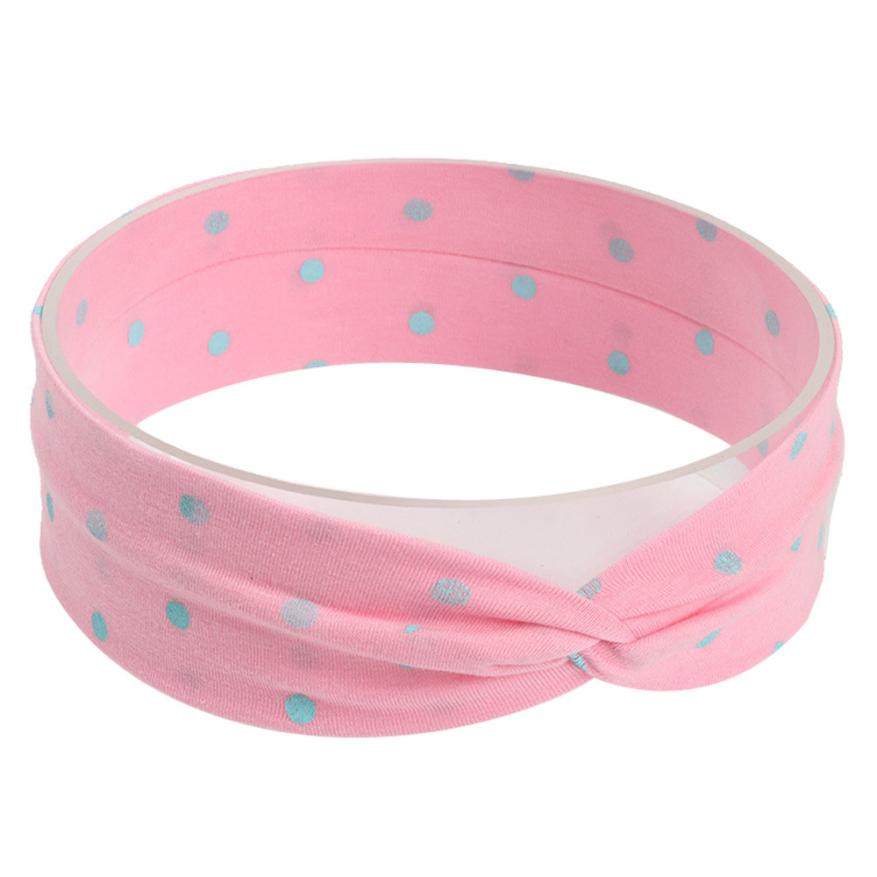 Leuke Baby Peuter Infant Hoofdband Dot Printing Stretch Haarband Hoofddeksels haar accessoriesbaby hoofdband: Roze