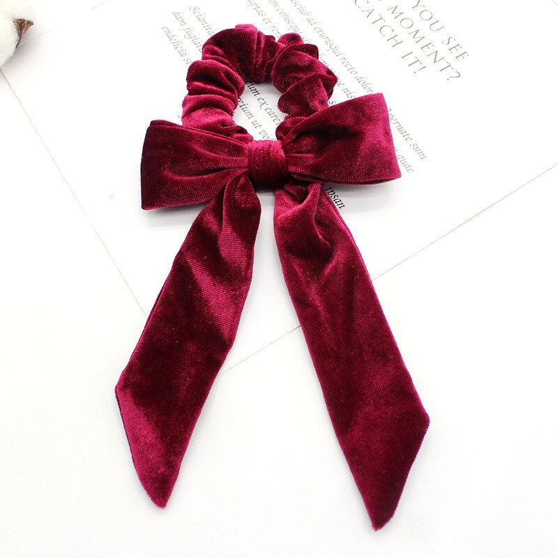 Doradeer Haaraccessoires Effen Vrouwen Haarbanden Fluwelen Scrunchies Bandana Paardenstaart Houder Haarband Hoofdbanden Chouchou Meisjes: WineRed