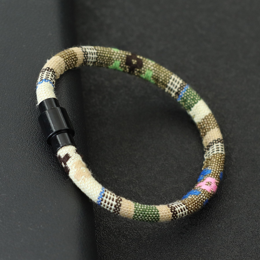 Pulsera de para hombre, brazalete de tela bohemia, hebilla magnética negra, pulsera de cuerda, accesorios de ocio para él, brazalete Herren Joias: Oro oscuro