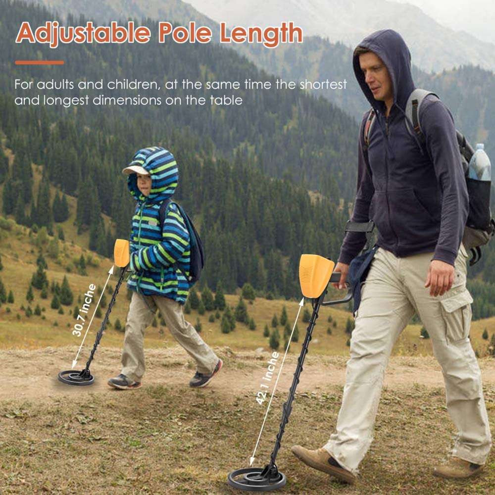 Lightweight Metal Detector with 20cm Waterproof Search Coil, 28-108cm Metal Finder for Kids Adults Beginners, Disc &amp; All Metals
