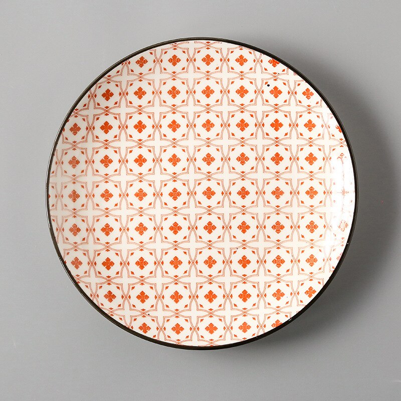 Assiettes à dîner rondes en céramique 8 pouces sous glaçure, plat à gâteau à Dessert, plateau de service japonais, récipient pour Steak, vaisselle de cuisine: 11