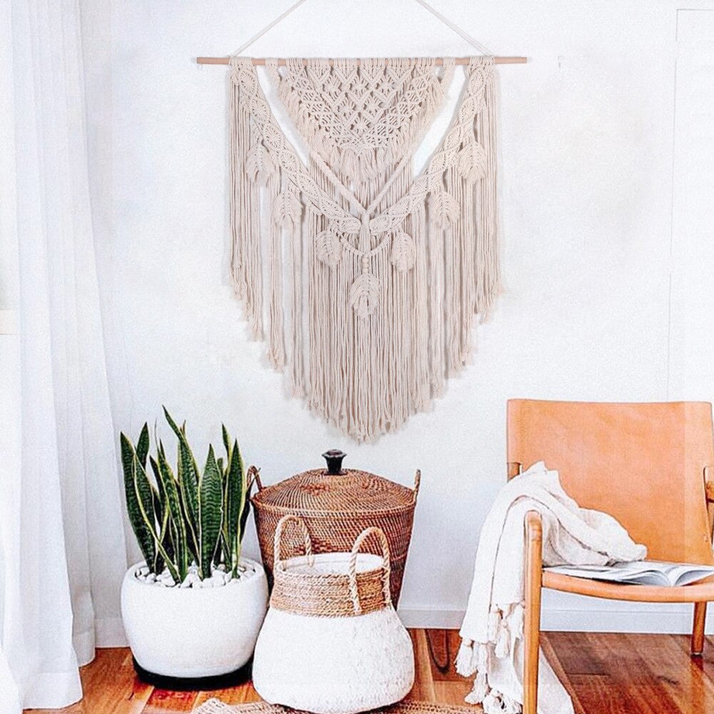 Novo design grande macrame boêmio tapeçaria parede pendurado boho chique arte geométrica artesanato tecido tapeçaria sofá fundo decoração