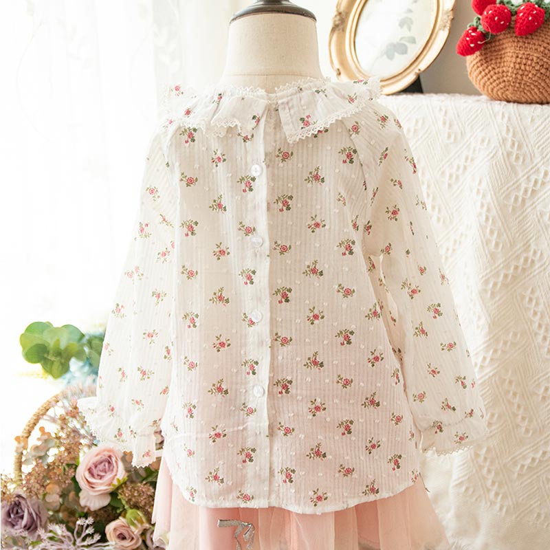 0-24M Baby Meisjes Shirt Lente Herfst Baby Kids Flare Mouwen Voor Meisjes Peuter Baby Tops Kinderen bloemblaadje Kraag Blouse