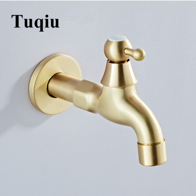 Washing Machine Faucet Mop Brushed Gold Bathroom Faucet Brass Material Tap Outdoor Garden Tap Decorative Kitchen Tap WC Bibcock