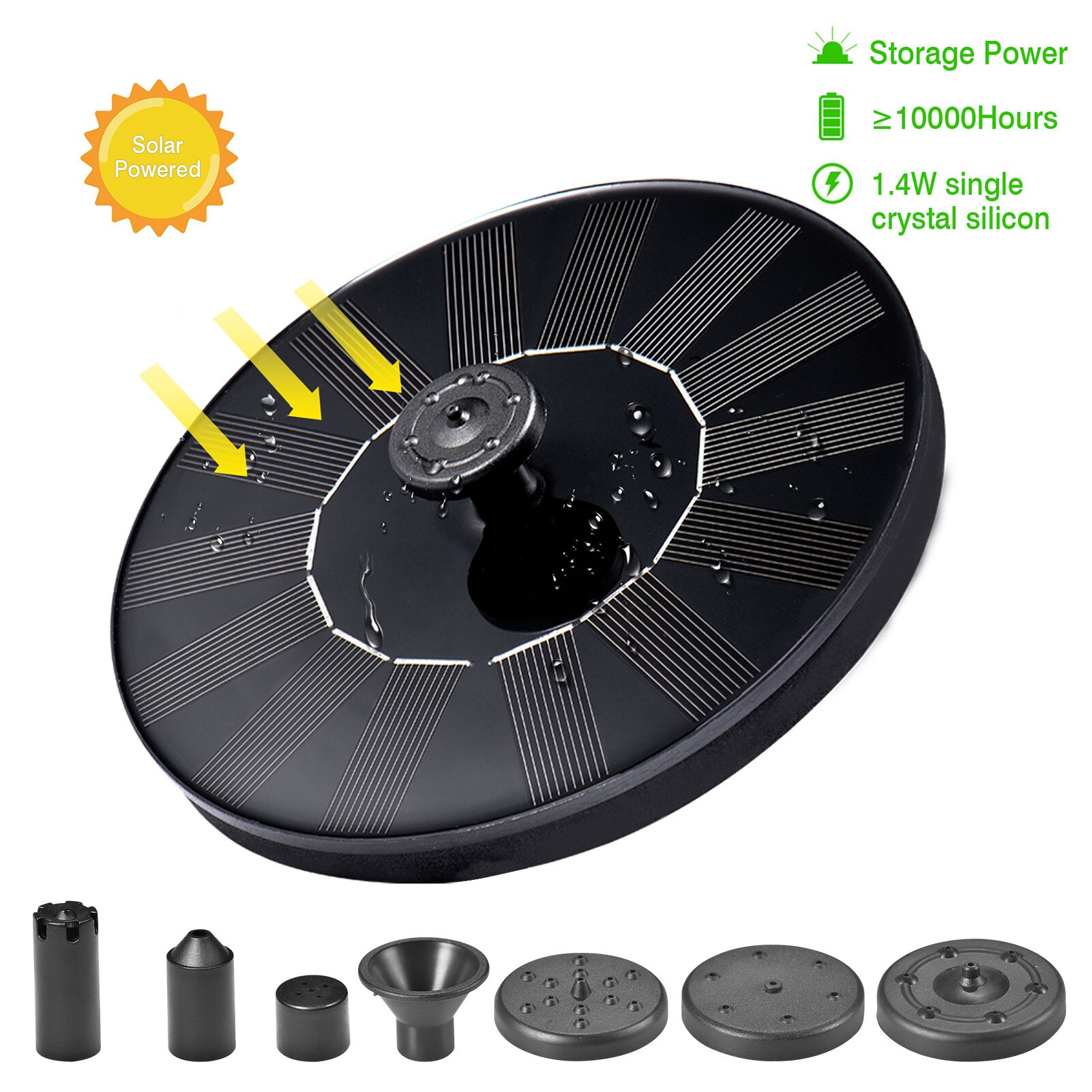 Outdoor Decor Ronde Zonne-energie Led Drijvende Vogel Bad Water Panel Fontein Pompen Vijver Pool Vogelbad Fontein