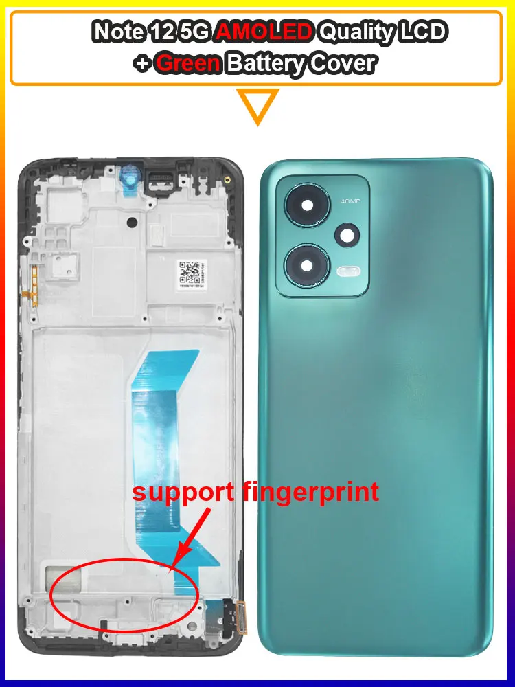 Pantalla LCD AMOLED de 6,67 pulgadas para Xiaomi Redmi Note 12 5G 22111317G pantalla táctil LCD para Redmi Note 12 5G 22111317I LCD con marco: Violeta