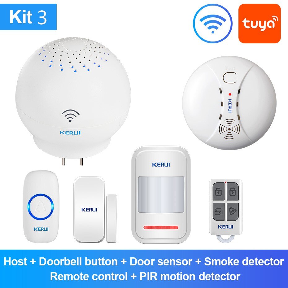 KERUI WIFI Doorbell Alarm Welcome Function Smart Wireless Doorbell 100M APP remote Control 52 chime Wireless Button Doorbell: kit3