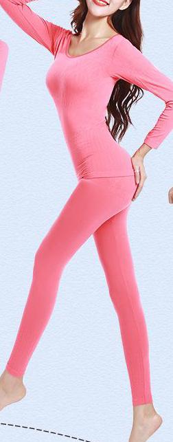 Spring Lady Thermal Underwear Thin Seamless Integrated Shapewear Home Furnishing Service Long Johns: Watermelon Red