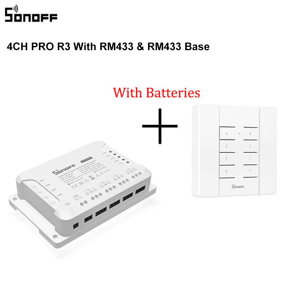 Itead sonoff 4ch r3/  pro  r3 wifi switch 4 gang 4- vejs montering wifi wireless smart switch app remote interrupter relay switches: 4ch pror 3 rm433 base