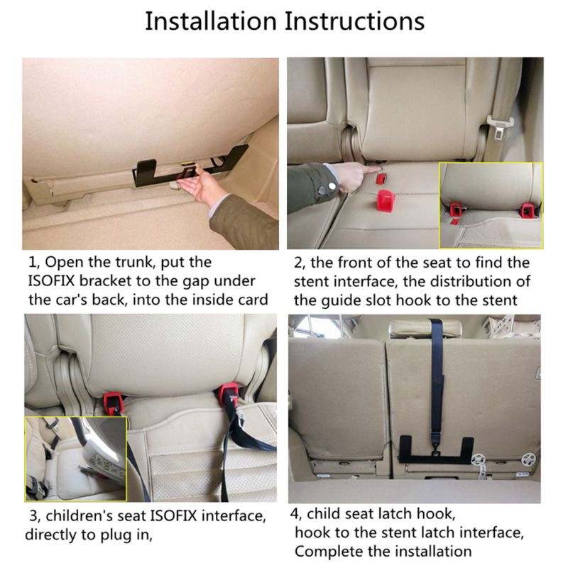 Universal bilsikkerhedssele monteret låsebeslag monteringssæt til barnesæde, til isofix-stik