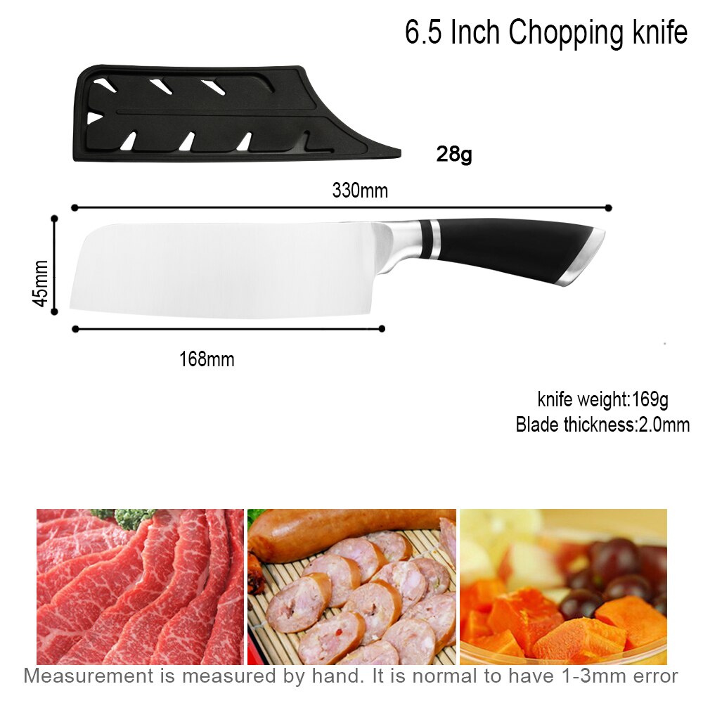 Damask Japanese Kitchen Knife Set Economical Stainless Steel 3Cr13 Sharp Blade Non-Slip Handle Chef Knife Set Cooking Knives: 6.5 inch Nakiri