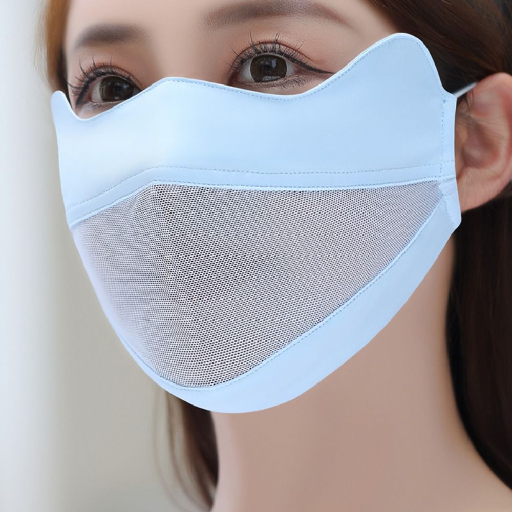Elastischer UV-Schutz Eisseide Gesichtsschal Mesh Einfarbiger Sonnenschutz Gesichtsschleier Gesichtsmasken Anti-UV Gesichtsbedeckung Sport: Braun