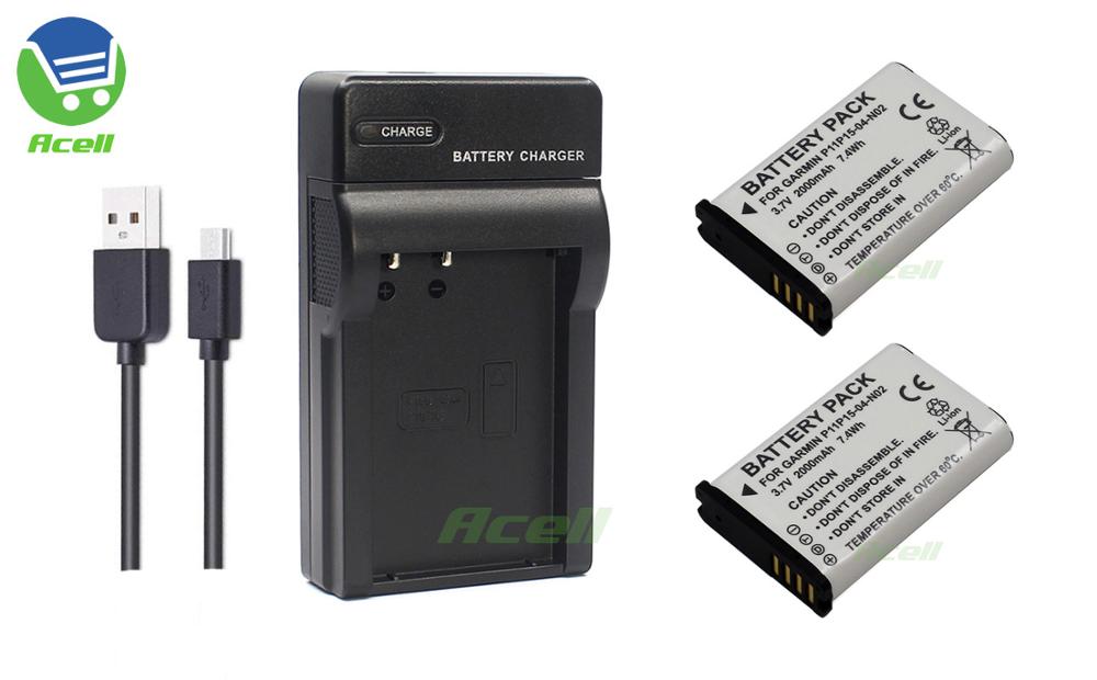 P11P15-04-N02 361-00053-00 Battery for GARMIN Montana 680t 650t 610t 600t aera 660 Alpha 100 200i Atemos 100 Handheld GPS: 2Battery 1Charger