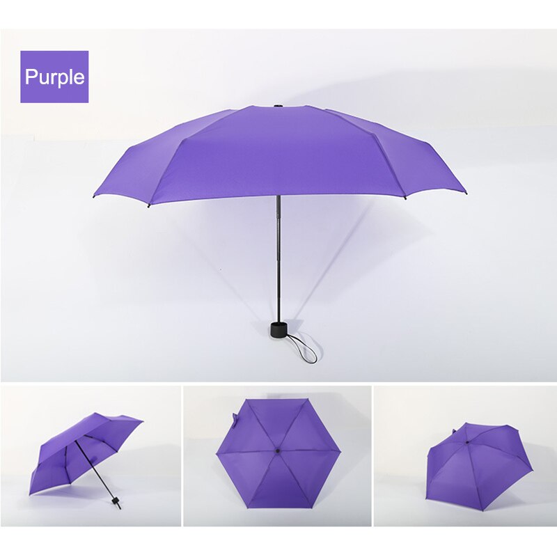 Små mini vikbara paraply regn kvinnor män mini pocket parasoll flickor anti-uv vattentäta bärbara paraplyer: Lila
