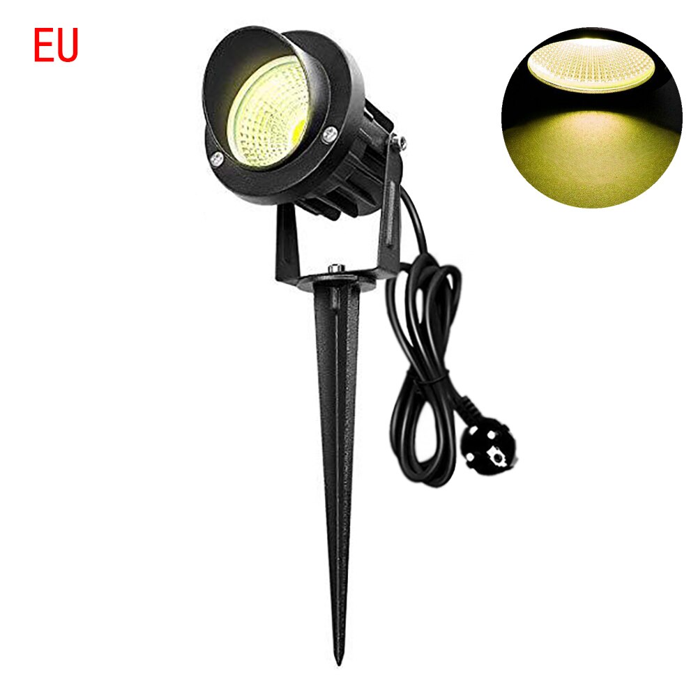 Utendørs ledet hage plenlys 10w landskapslampe pigg vanntett  ip65 ac110-240v dc12v kolbe rgb hage sti vei plen spotlights: Eu-plugg (varmhvit)