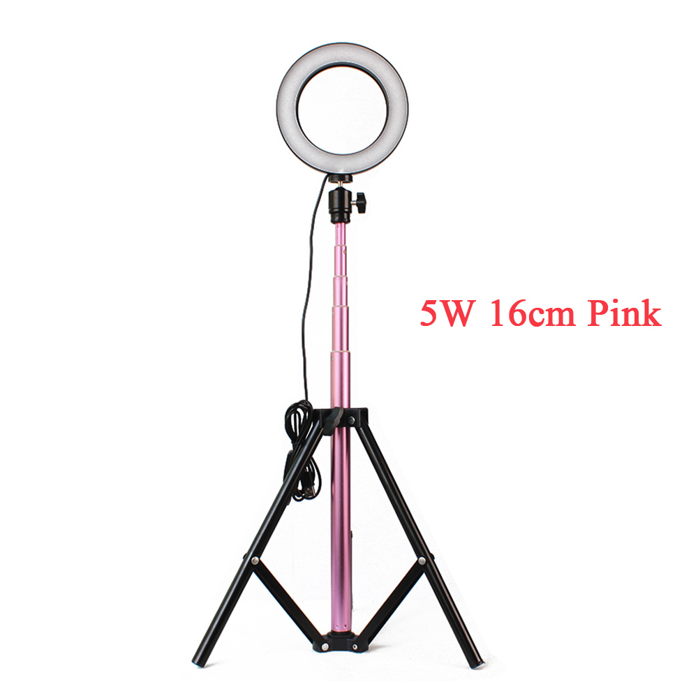 Rosa LED Licht 7W LED Licht Runde Selfie Kamera Lampe mit Licht Stehen Verstellbare Helligkeit 16/20/ 26cm Live-Show Unter Bilder: Default Title