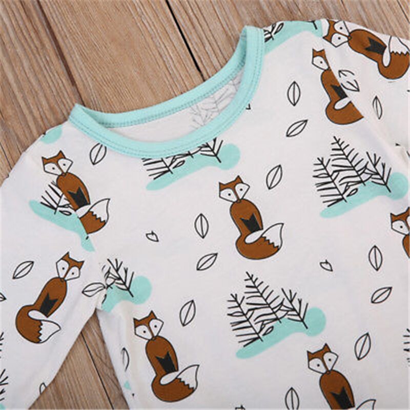 Dla dzieci zwierzęta druku noworodka niemowlę chłopiec dziewczyna lis romper jesień zima bawełna z długim rękawem Playsuit kombinezon
