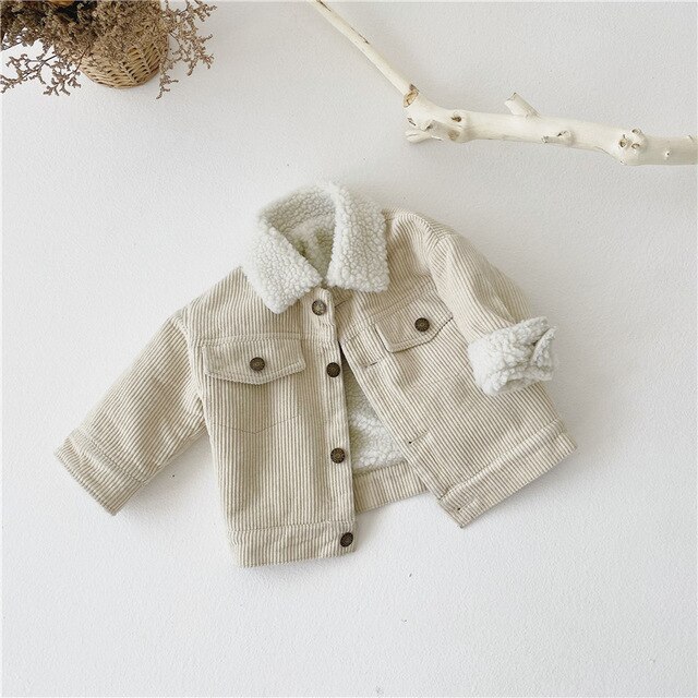 Crianças casaco meninos meninas quente jaqueta de manga longa cor sólida outono casaco de bebê engrossar outerwear casual aby roupas da menina: Marfim / 4T