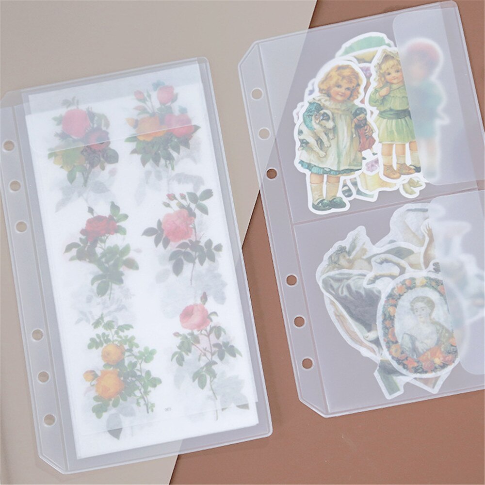 5Pcs A5 A6 Pvc Notebook Pouch Tassen 6 Gaten Losse Blad Binnenzak Voor Bindmiddel Planner Dagboek Ticket Opslag card Organizer