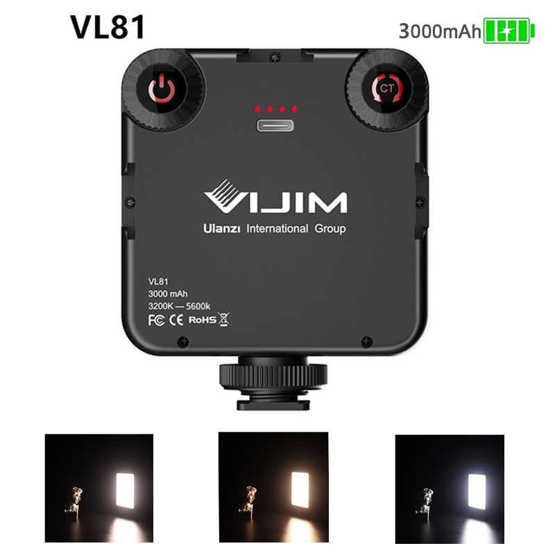 Ulanzi Vijim VL81 Led Video Licht Oplaadbare Vlog Vullen Licht Mini Voor Smartphone Slr Camera 3200K-5600K 850LM 6.5W Dimbare