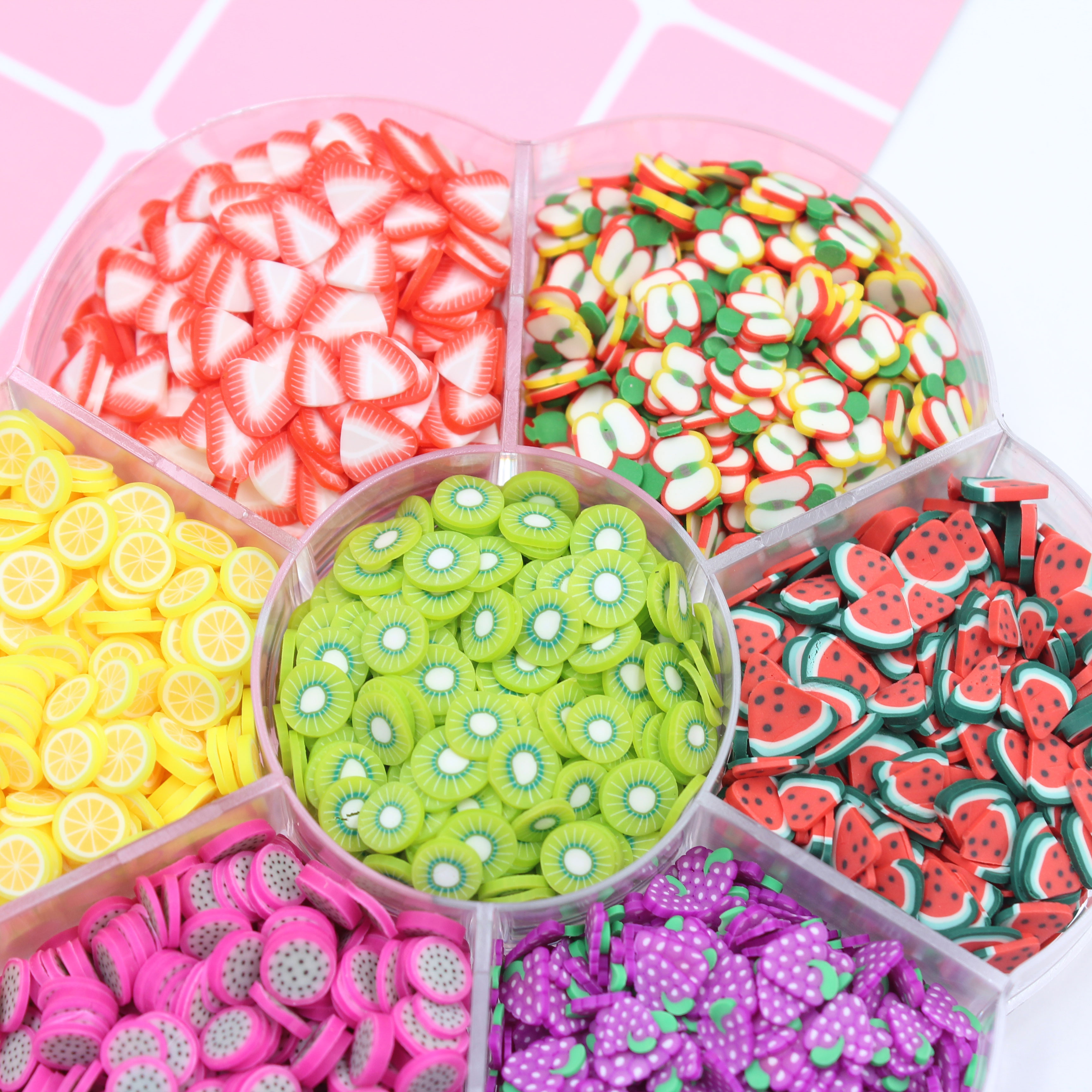 1 æske/parti frugtskiver sæt polymer ler slags frugter æble lemo til fluffy klart ler og håndværk gør diy